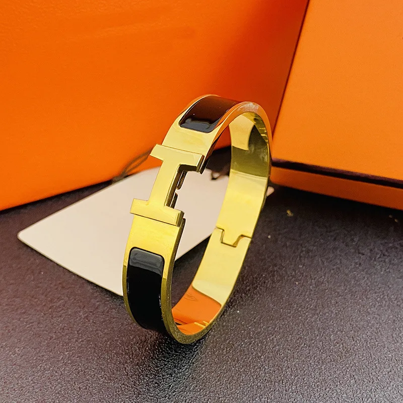 Fashion Stainless Steel H Letter Designer Brand Women Men Enamel Bangle Bracelet