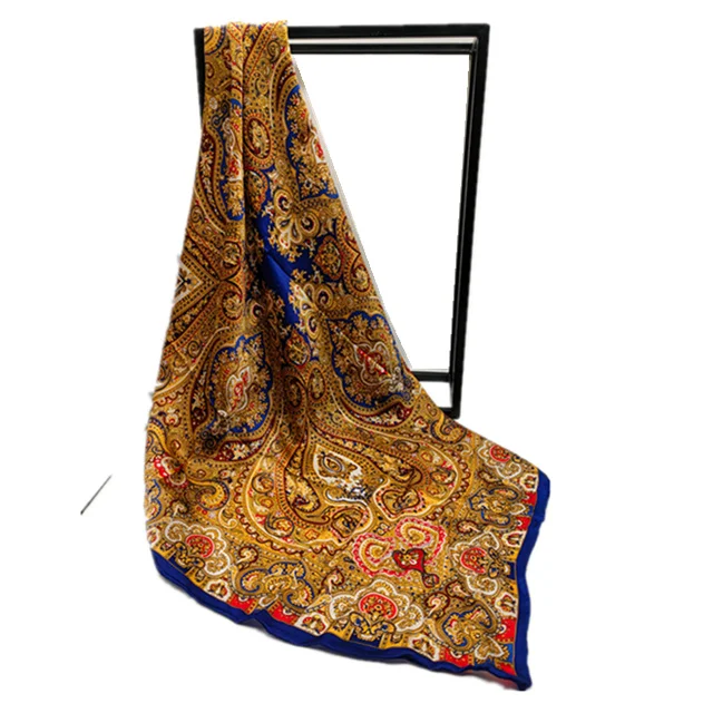 custom high quality fashion designer women printed cotton silk satin ethnic scarves & shawls