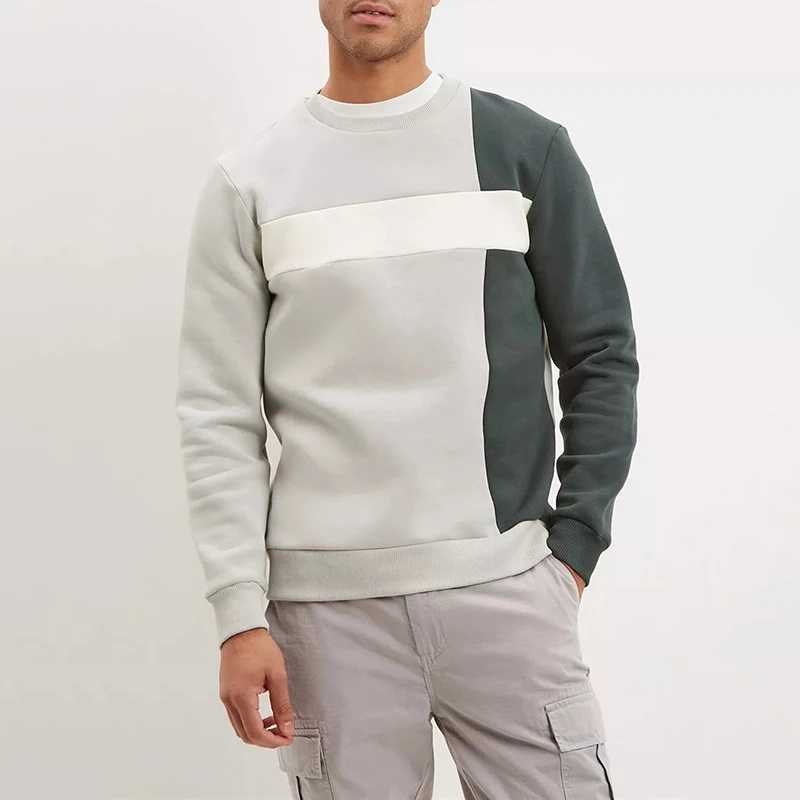 Spring Men Tracksuits Custom Men Clothing Hoodies New Sweatshirt Unique Design Tri Colour Block Sweatshirt