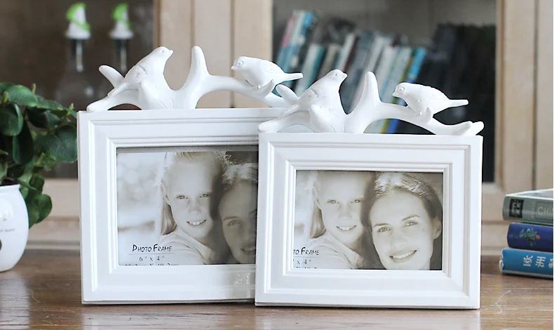 Креативная фоторамка «Птица на ветке» из смолы, белая/коричневая, рамка для фотографий, домашний декор, 5 дюймов, 6 дюймов, 7 дюймов, 8 дюймов