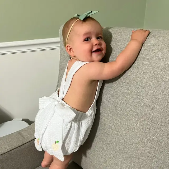 Wholesale Baby Girl Peach 1st Birthday White Seersucker  Romper  Halloween Pumpkin  Applique Outfit Infant Baby Clothing