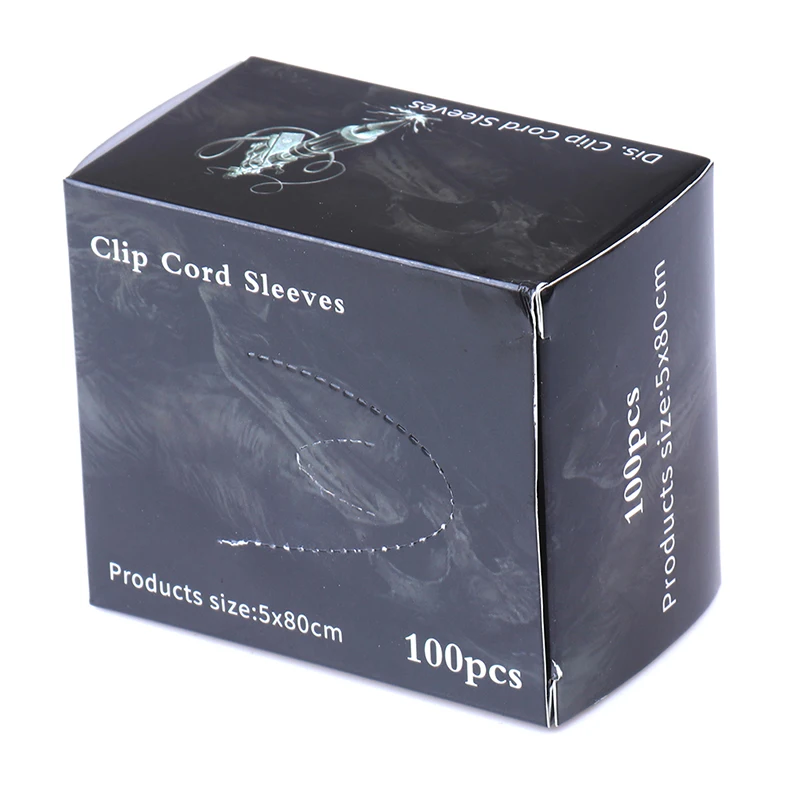 100/200Pcs Disposable Black Tattoo Clip Cord Sleeves Bags Supply clip cord Covers for Tattoo Machine Accessory