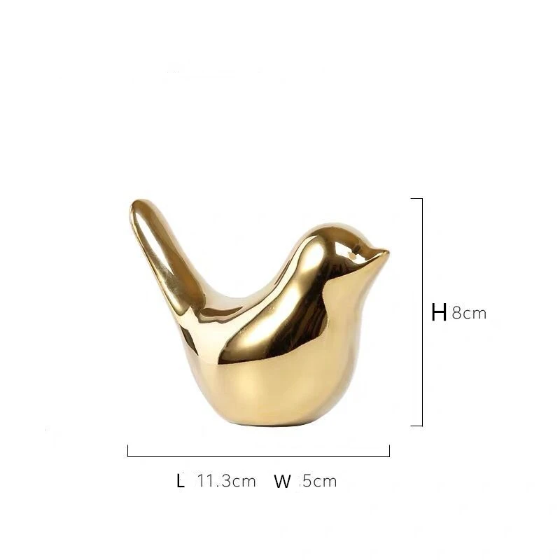 Golden Ceramic Little Bird Figurines Craft Home Decor Animal Sculptures and Statues Handmade Artware Gift Decorations