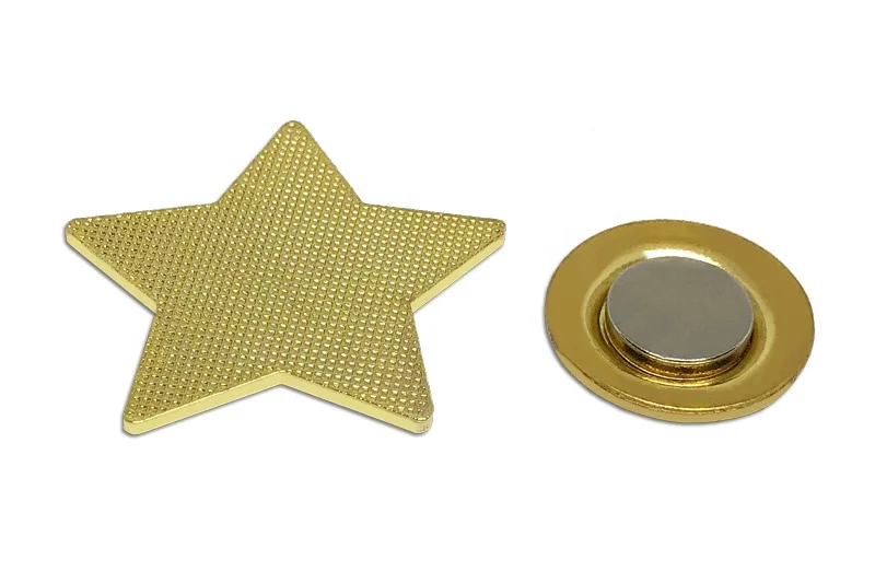Personalized metal custom star gold lapel pin with magnet on the back button badge company emblem