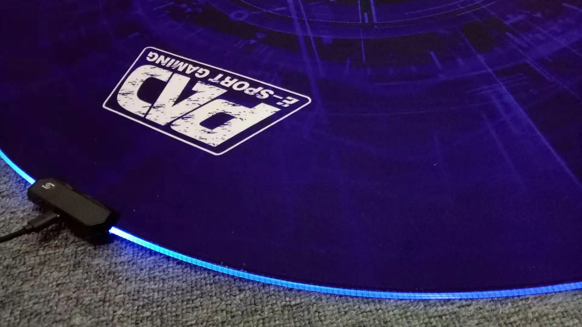 Custom Printed High Quality Rubber  Anti-Slip Round  RGB LED Gaming Chair Mat Office  Chair Mat