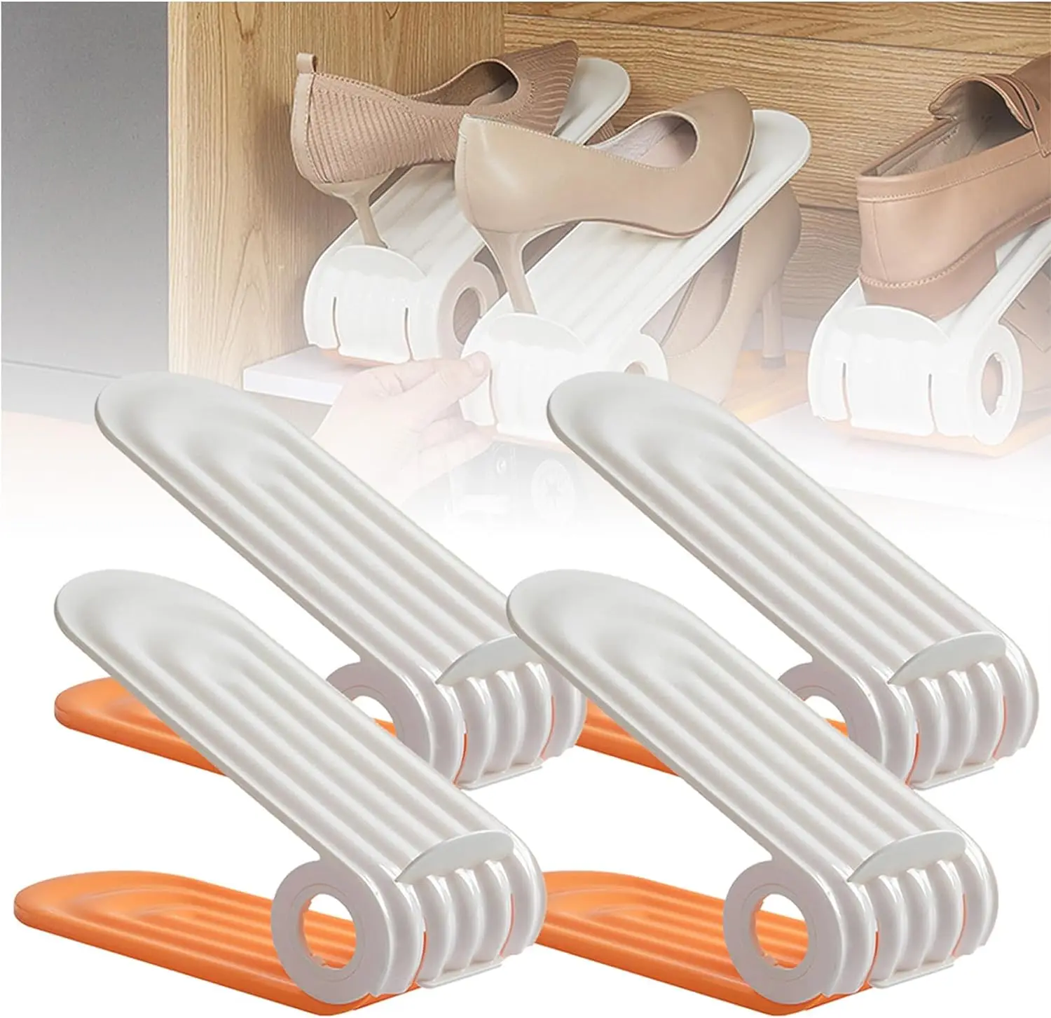 Shoe Slots Organizer for Closet  Space Saving Shoe Organizer Rack for Closet  Adjustable Double Layer Stack Shoe Rack