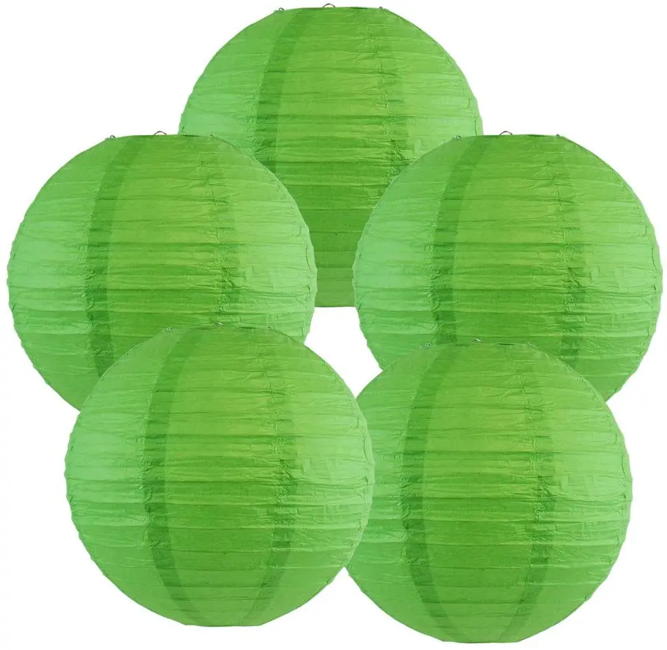 Indoor Various size green Chinese wedding round hanging paper lantern for Decoration,Christmas,Festival,birthday,party