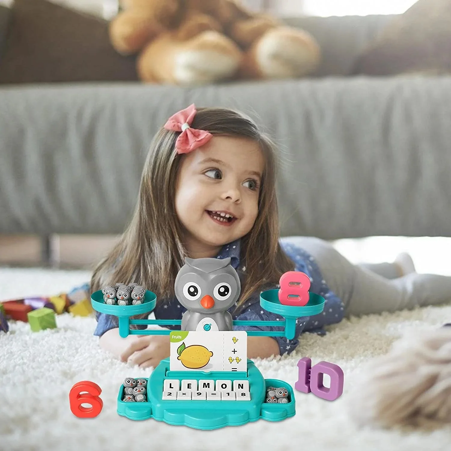 Educational Toys for Kids Learning Alphabet Words Owl Balance Scale Toy Montessori Math Toy for Kids