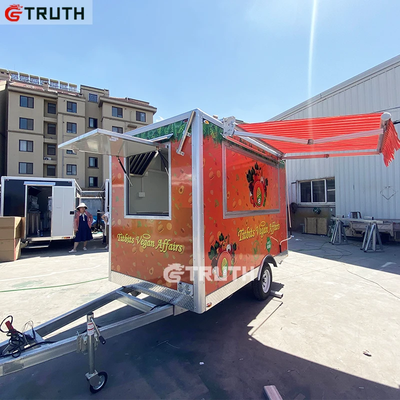 Lemon Shaped Commercial Drinks Fruit Juice bar Kiosk square Fast Food Trailer for with Awning