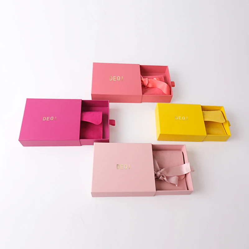 
Custom Logo Printed Necklace Jewellery Jewelry Gift Package Slide Drawer Style Type Eco Packaging Rigid Cardboard Paper Box 