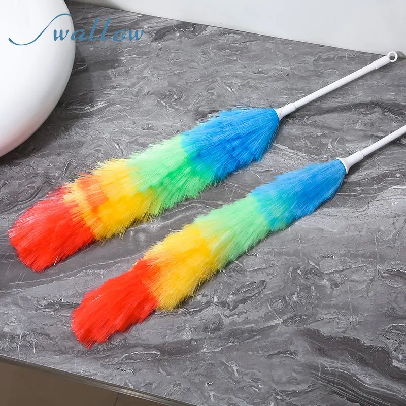 Multicolor Feather Duster with Handle for Home Cleaning