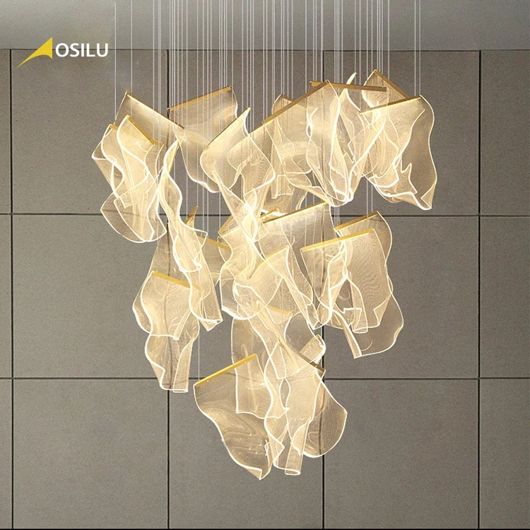 Custom Made Large Indoor Decoration Project Fixture Hotel Villa Modern Led Pendant Light