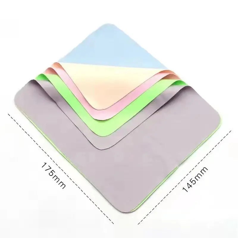 Glasses cleaning cloth microfiber pu leather pouch printed logo round corner cloth eye glass cleaning cloth