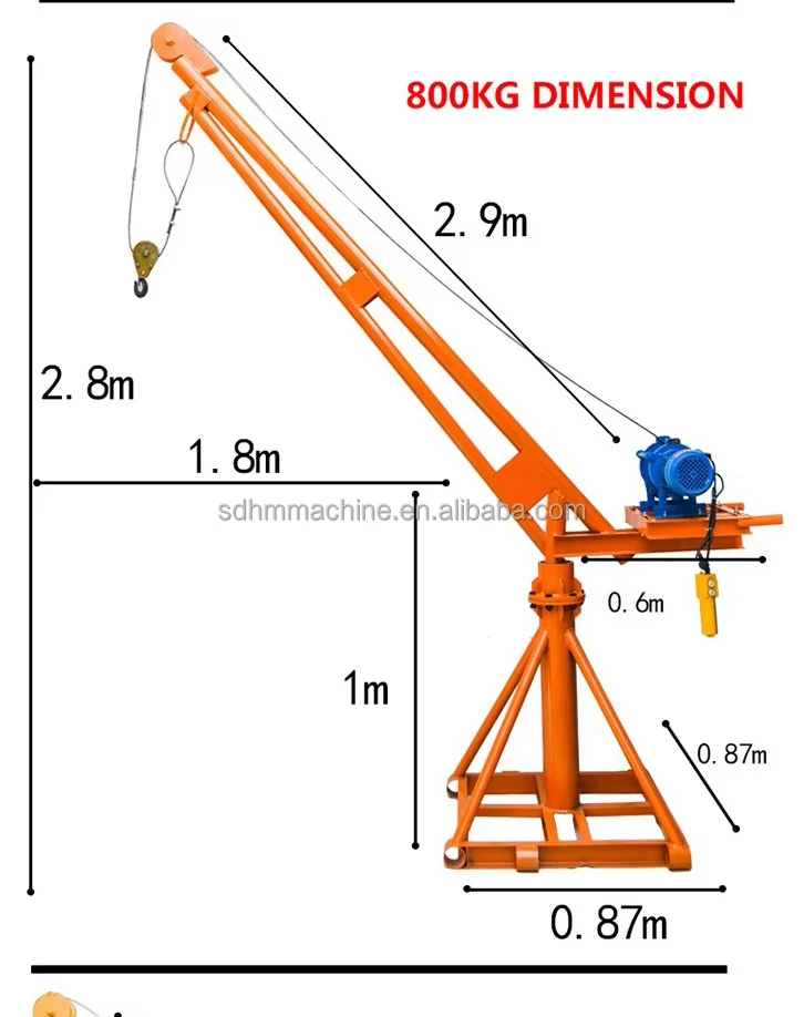 100200kg mini crane 360 degree Rotation Mobile telescopic crane mini crane 200kg 300kg 400g 500kg