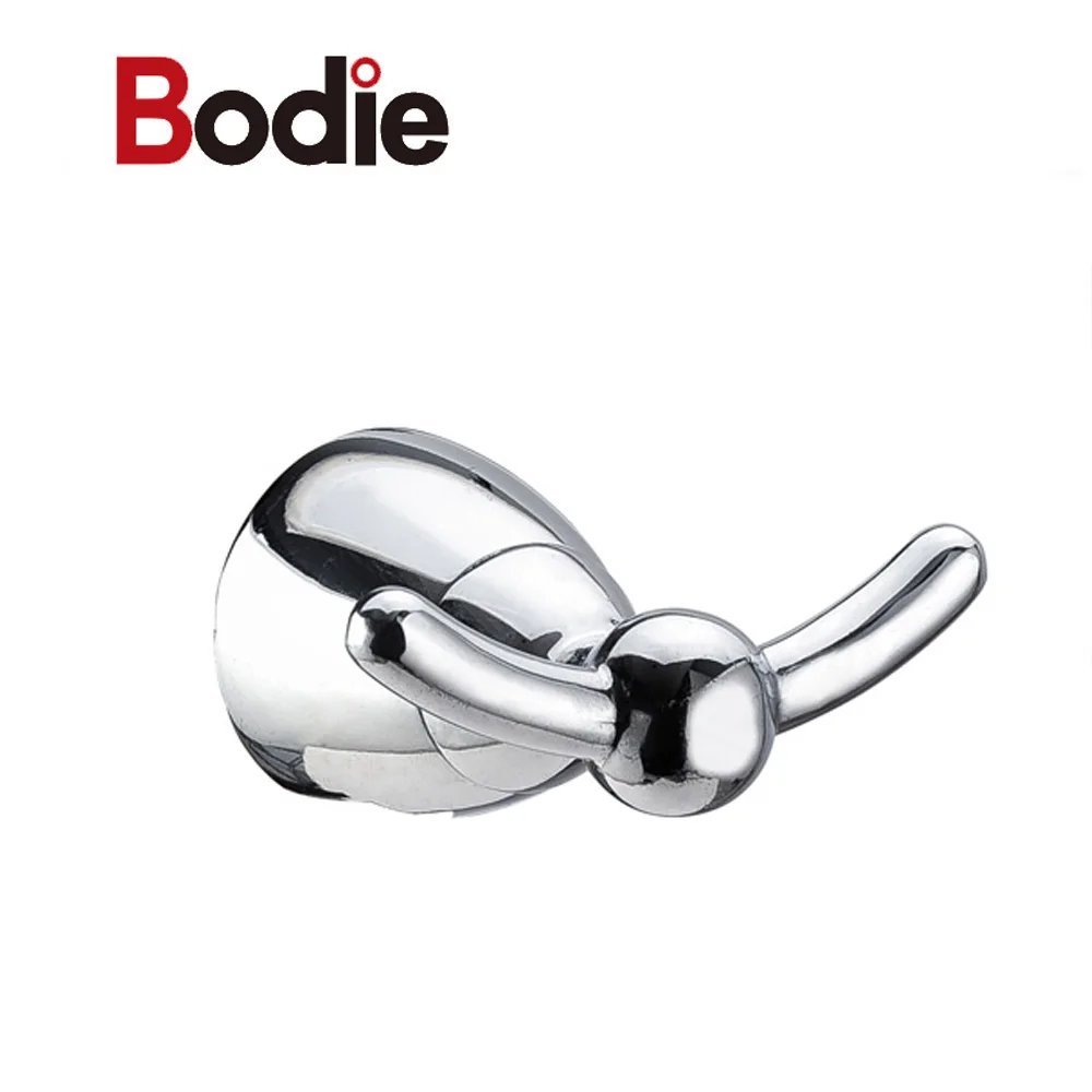 chrome zinc hotel bathroom decorative hardware double prong robe hooks wall mounted cloth Towel hook