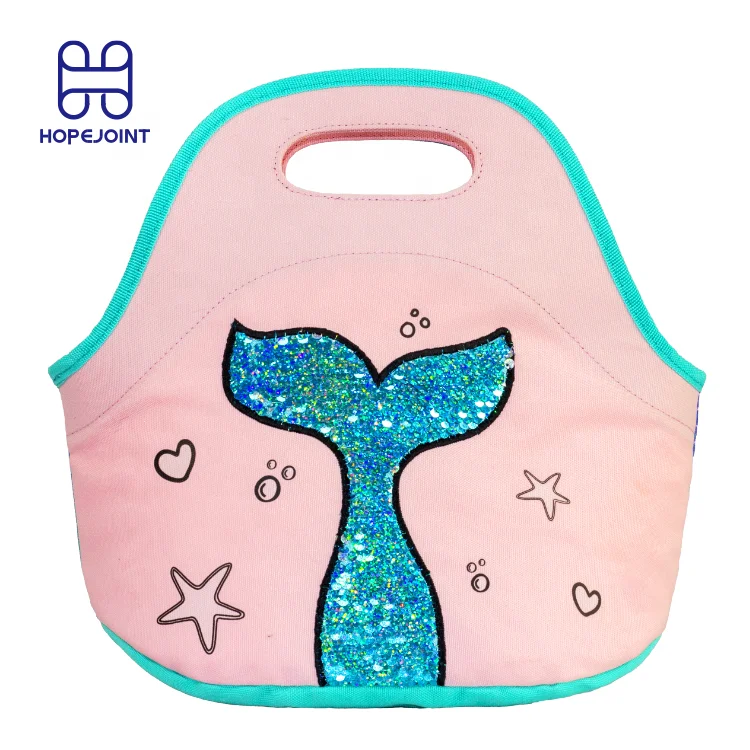 Eco Bag Lunch Kid Animal Sequin Mermaid Bags Kids Cartoon Box Girls Sequins Leak Proof For Sublimation Blank