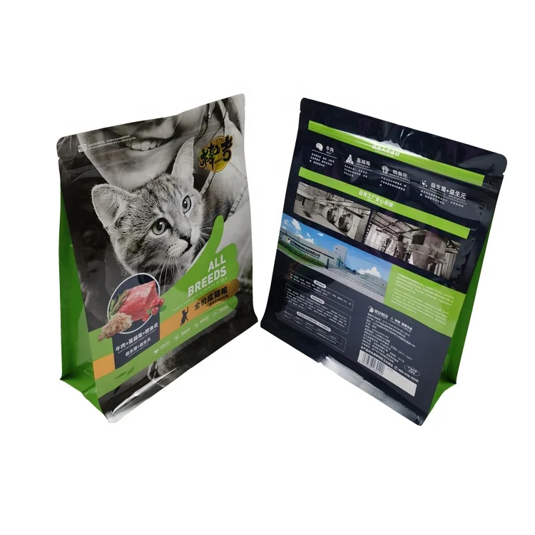 
Wholesale custom printed Pet food packaging flat bottom pouch clear bags with logo 