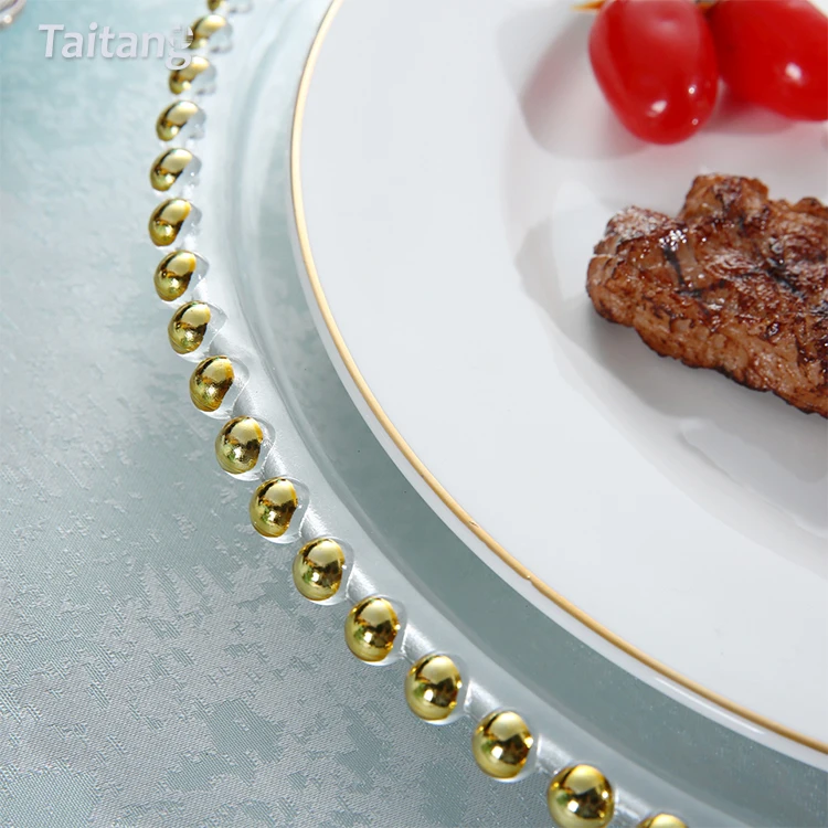 Wholesale Wedding Event Party Wholesale Dinner Set Clear Glass Luxury Charger Plate