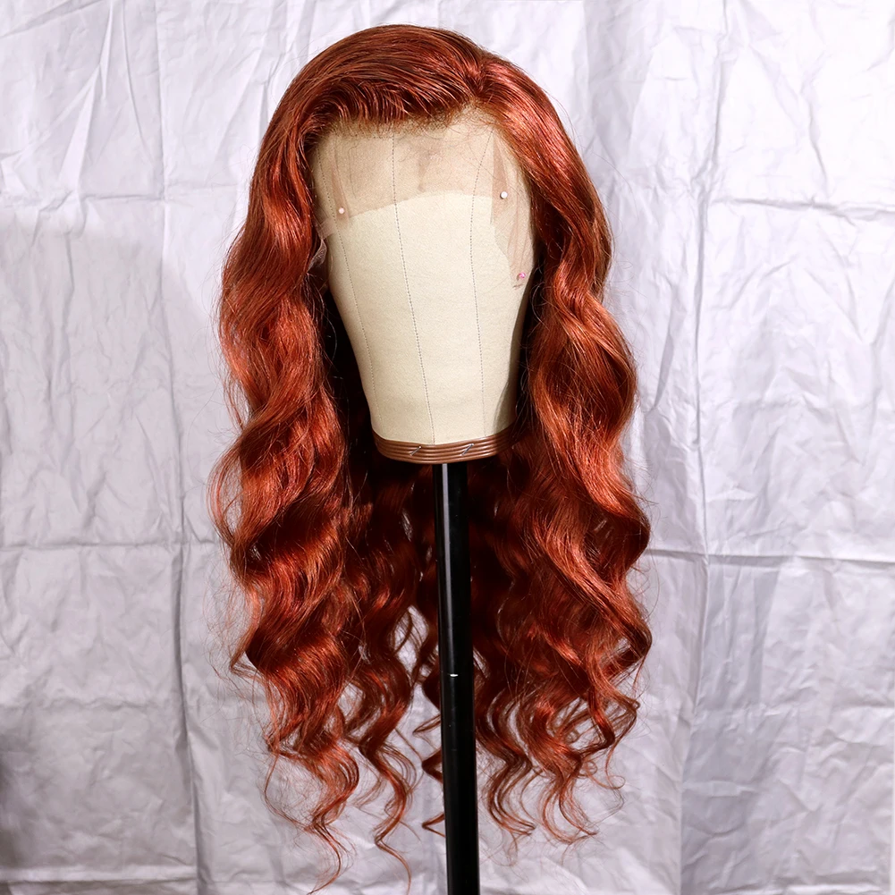 
Красно-коричневый человеческий высококачественный парик на сетке спереди 100% бразильские натуральные волосы сексуальный натуральный длинный волнистый парик Remy волосы для женщин 