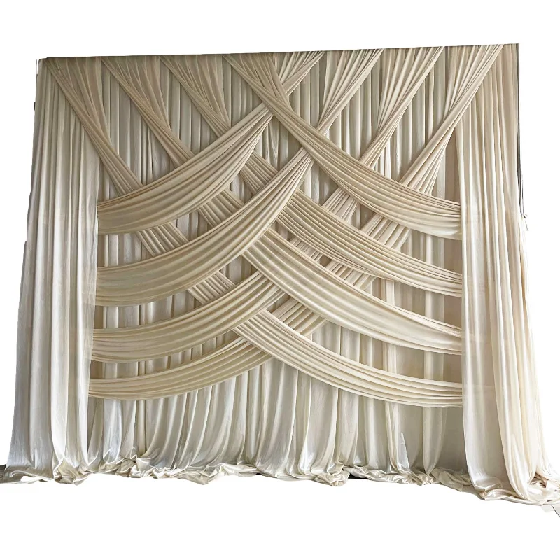 Hot sale Multiple types Cross Drapes Ice Silk Curtain  Wedding Backdrop panels for baby shower wedding Backdrops curtain