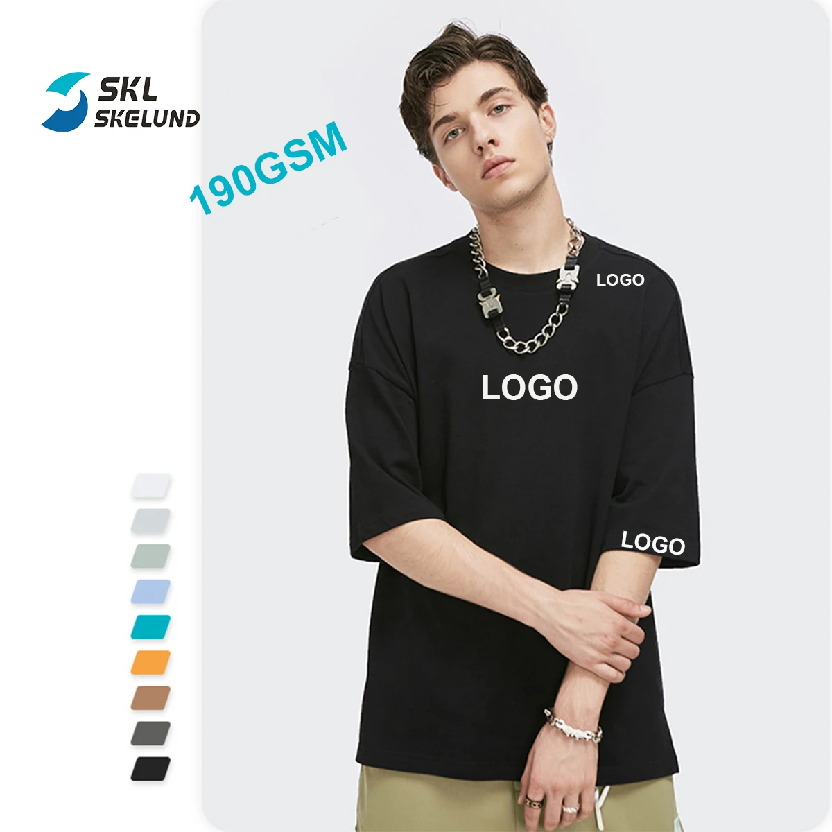 Oversized Heavyweight Men Stock T-Shirt Custom Logo Graphic Print Tee Pima Cotton Tshirt Plain Blank White Bulk T Shirts