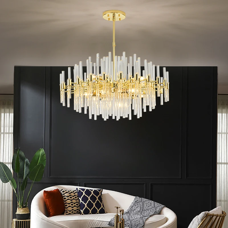 Contemporary Crystal LED Gold Chandelier Lighting for Dining