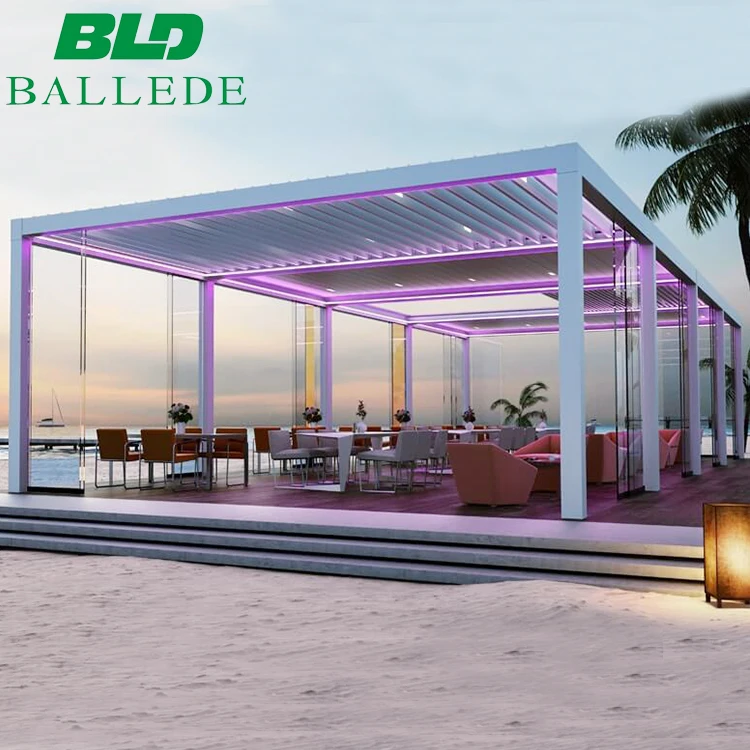 Bioclimatic Aluminium Opening Louvered Roof Garden Pergola Commercial Metal Patio Balcony Cover