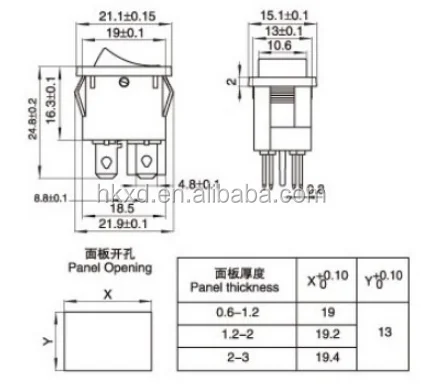 KCD1-101 Power Switch Black Red Green Latching Push Button SPST On Off 6A 250V 10A 125V Rocker Switch with LED Light