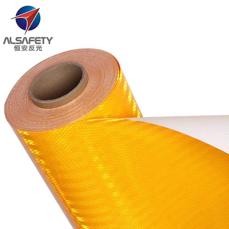 Fluorescent Orange Lime Yellow High Intensity Grade Prismatic Reflective Film for Signpost Traffic Sign