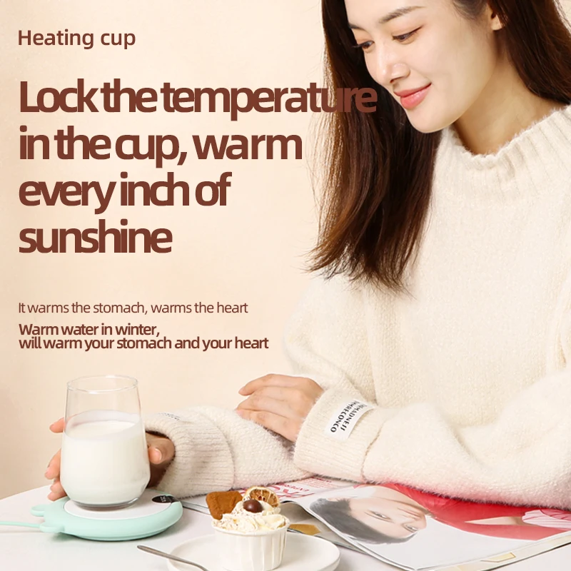 Cute Pink Electric Charging Cup Warmer Coffee Cup with Automatic Heating Pad  for Home Office Desk