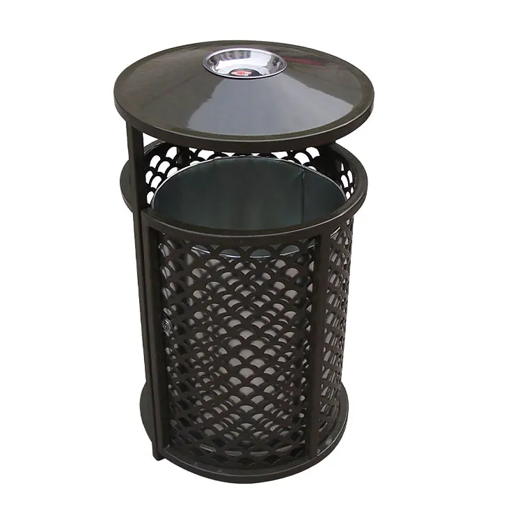 outdoor steel mesh garbage container trash can outside park street metal ashtray waste bin public commercial recycling dustbin