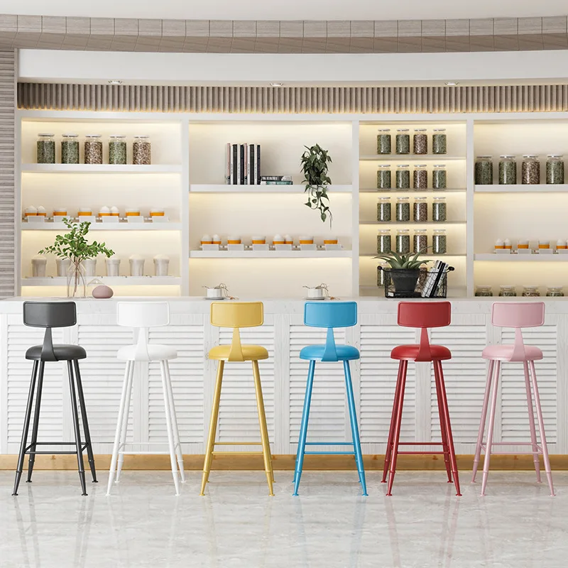 Counter Height Tall Luxury High White Black Nordic Kitchen Modern Cheap Pp Plastic Bar Stool With Powder Coated Iron Metal Legs
