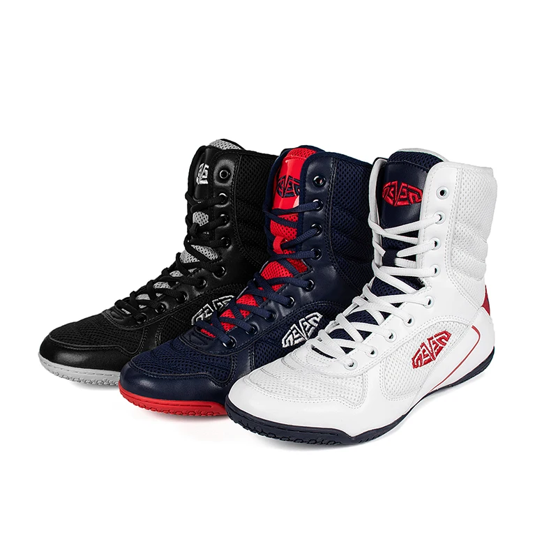 
OEM service available Soft non slip High-top white boxing shoes for men 