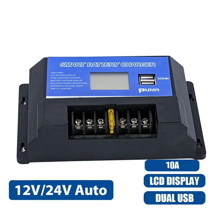 AISHANG Wholesale Custom Logo 12v 24v 10a 20a 30a 50a 60a Charger Manual PWM Solar Charge Controller With LCD USB