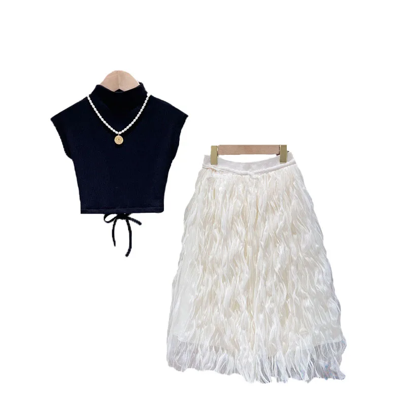 4-12 Years Girl Clothes Sets Crop Top+Skirt Kids Teen Suit Summer Clothing Outfits For Teenage Girls Dress Custom Two Piece Set