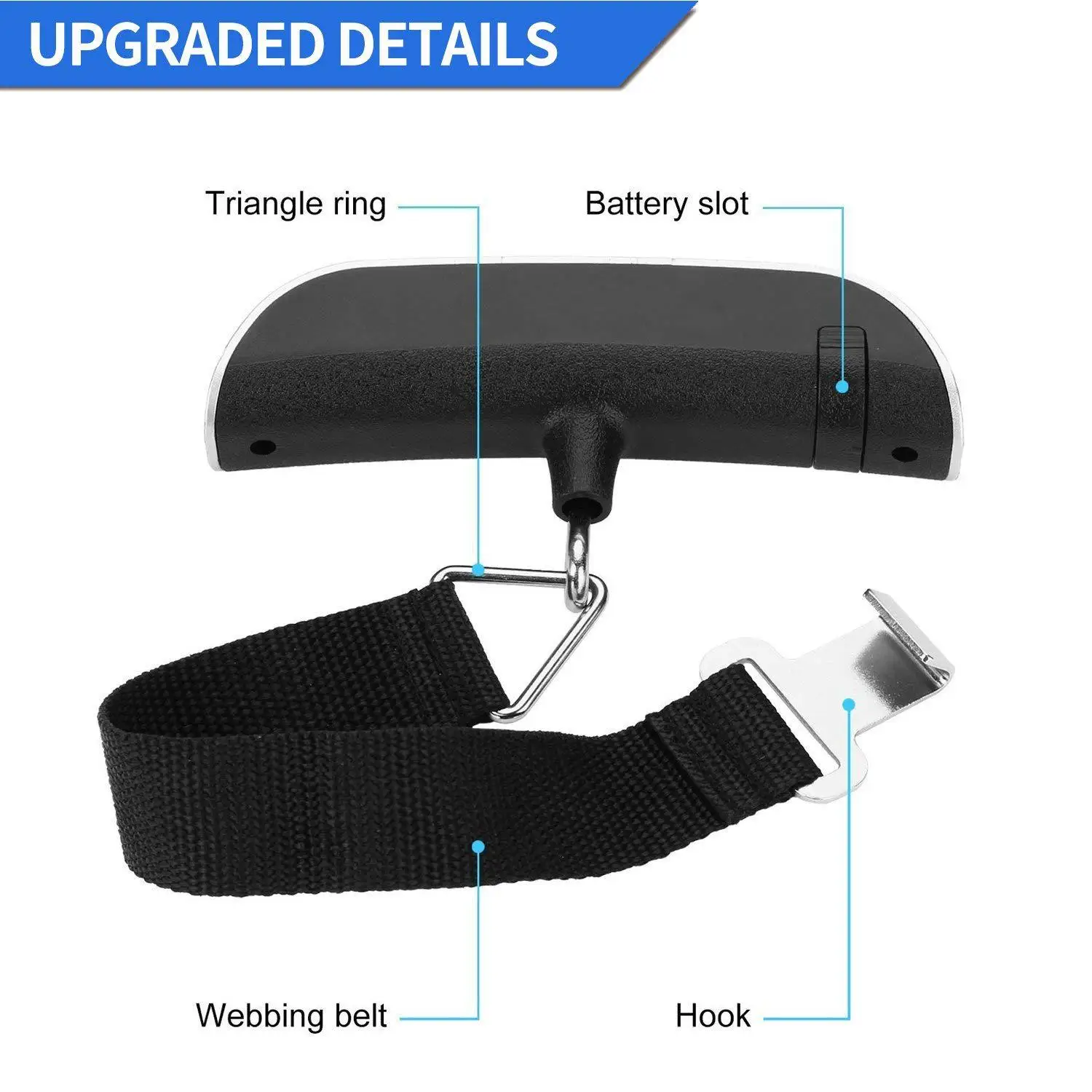 Hengte Hand Stainless Steel LCD Display Hanging Suitcase Weighing Portable Travel  50kg Weight Electronic Digital Luggage Scale
