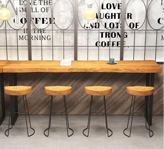 Hot Sale China Simple bar table and chair combination of modern simple iron art solid wood living room bar casual high table