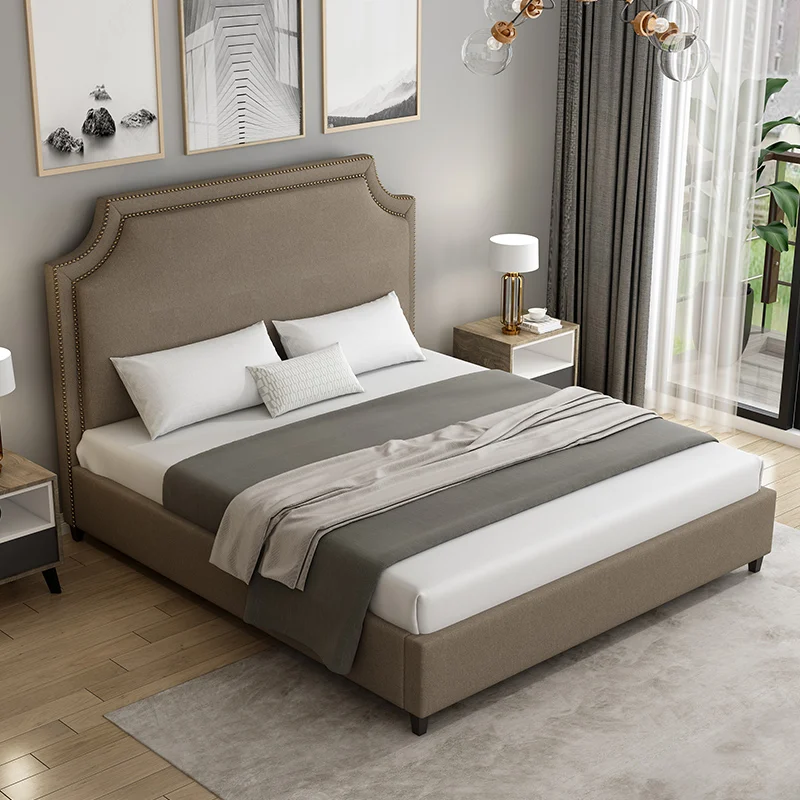 
New fashion and personality simple leather bed modern bedroom furniture leather double bed storage bed for thickened headboard 