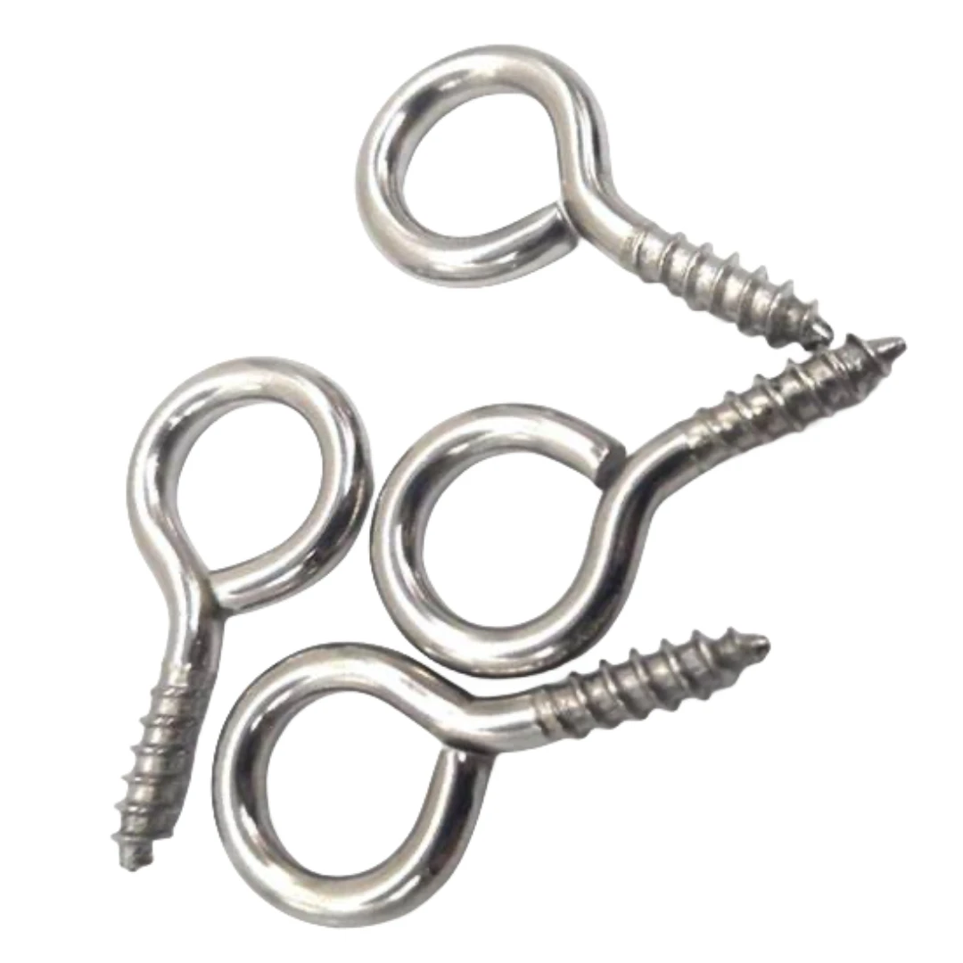 YH Screw Eyes Stainless Steel Zinc Brass Metal Bent Wire Eye Hooks Self Tapping Screw with Lag Thread