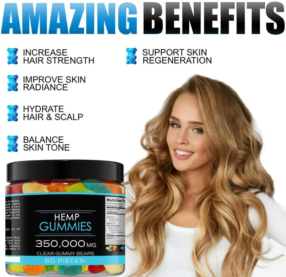 
Hemp oil Gummies High Potency Fruity Hemp Gummy Bear for Pain Anxiety Stress Inflammation Relief Promotes Sleep 