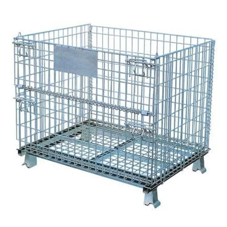 Galvanized coated wire mesh container wire pallet cage for warehouse storage