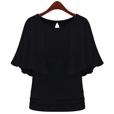 
Solid color ruffle top high quality over sized bulk polyester blanks cotton t shirts 
