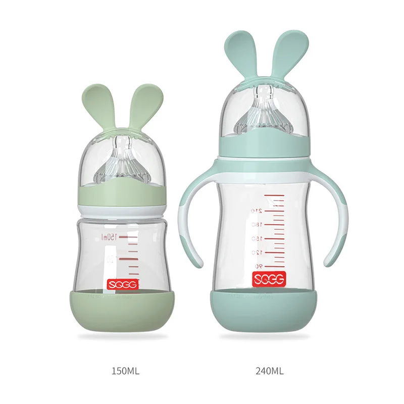 Замечательная стеклянная бутылочка для кормления ребенка с защитой от