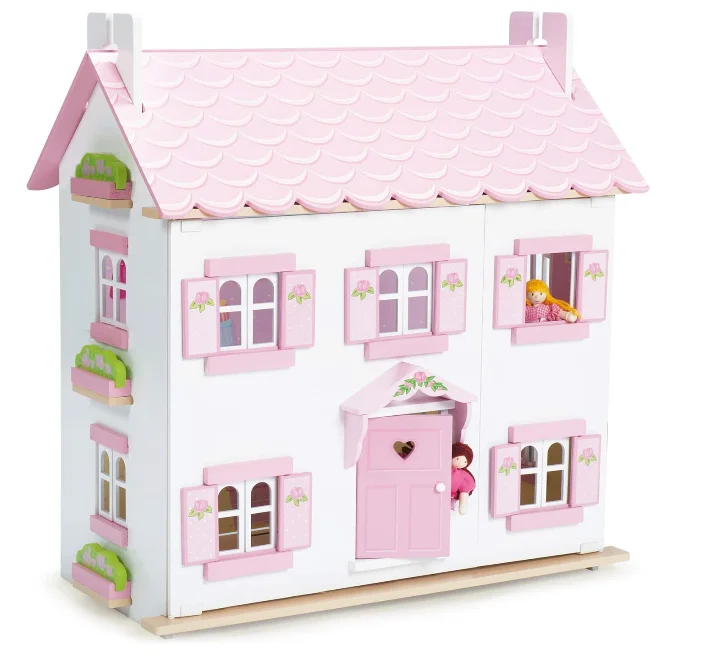 Large Wooden Doll House | Girls & Boys 3 Storey Wooden Dolls House Play Set - Suitable For Ages 3+
