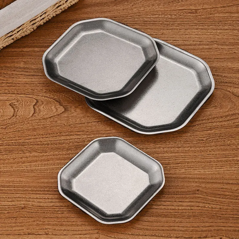 Korean Style  Stainless Steel Dipping Sauce Dish Plate Korean kimchi Horseradish Serving Plates Sauce Trays