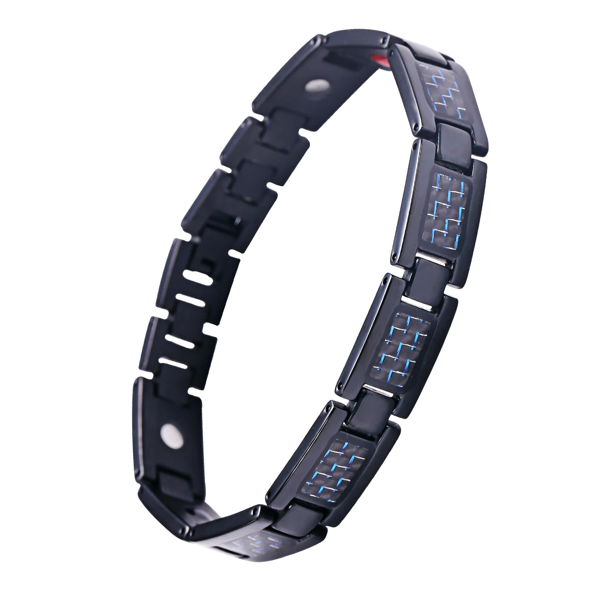 Magnetic lymph detox bracelet Black Titanium Steel Power Therapy 4in1germanium negative ion magnetic bracelet Wholesale