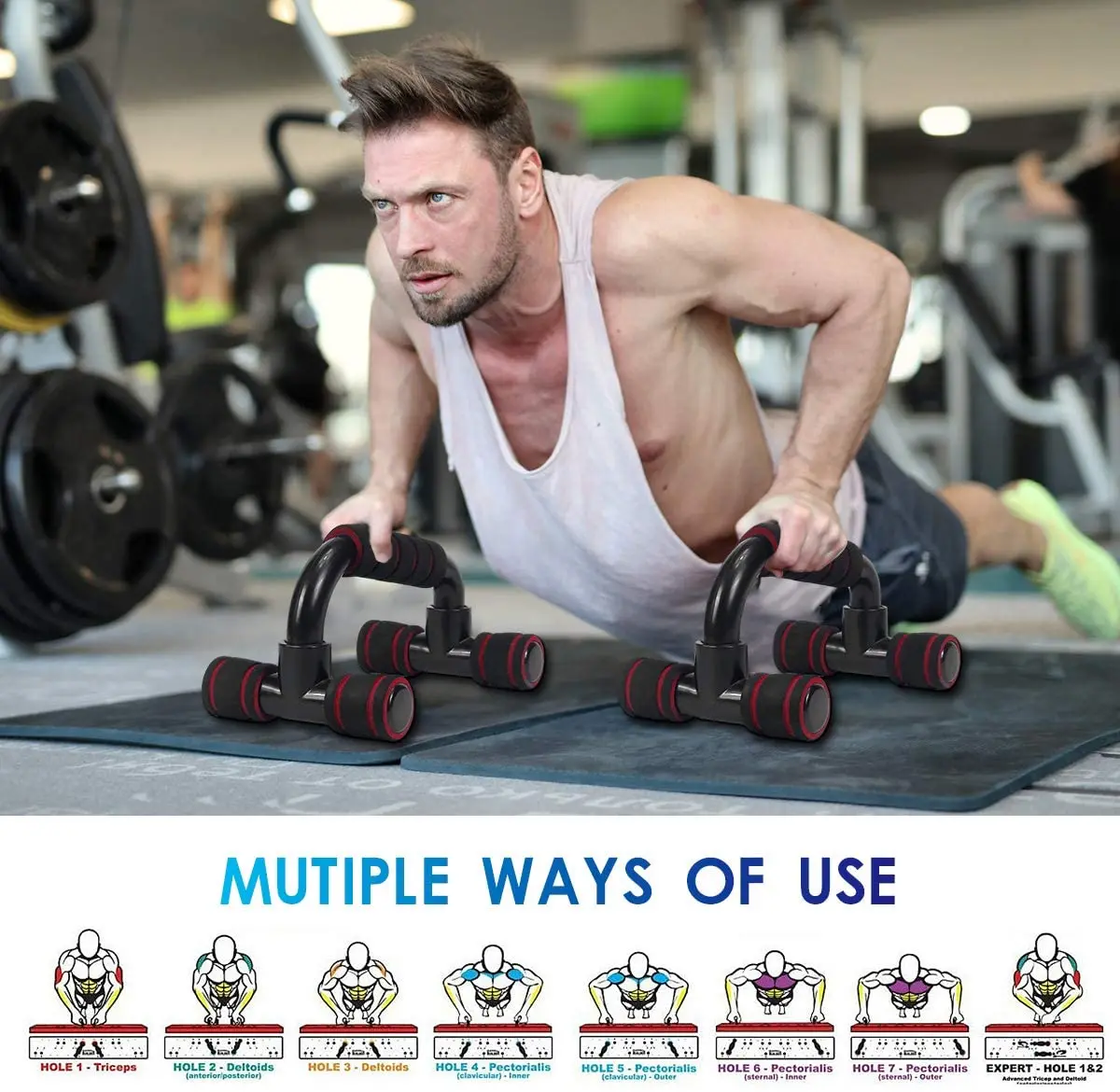 Factory Wholesale Slip Resistant Base Muscle Ups Push Up Bars Men Women Cushioned Foam Grips