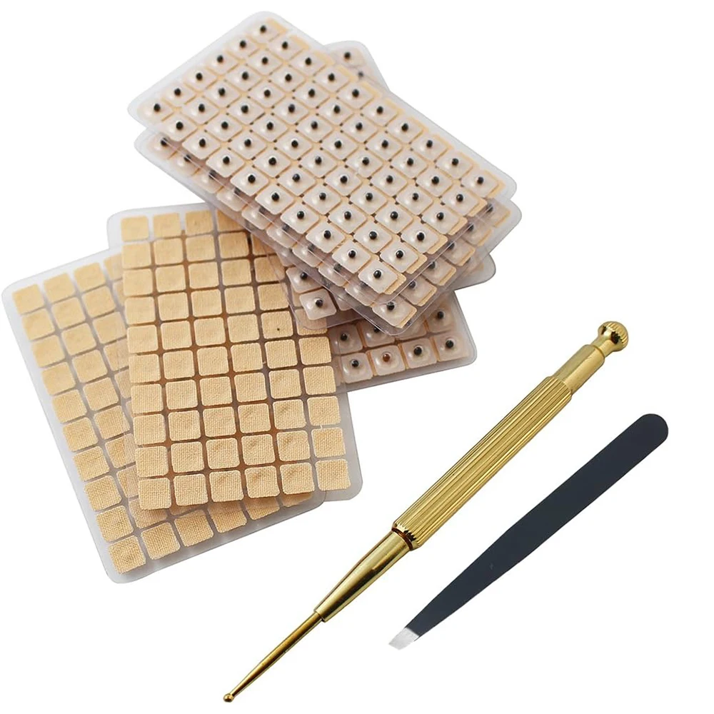 Multi-Condition Ear Seeds Acupuncture Kit with Acupuncture Ear Seeds 1200Pcs, Acupuncture Pen and  Probe Pen, Ear Chart