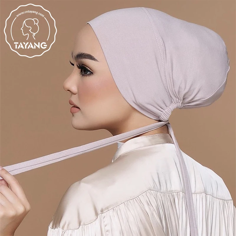 Ins New Arrivals Islamic Muslim Underscarf Ruched Elastic Cotton Jersey Hijab Inners Caps
