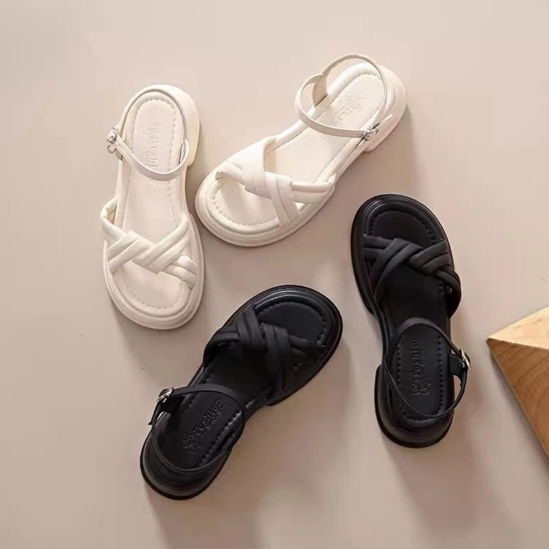 2023 Jelly Candy Color Girls Platform Sandals Stylish Beach Woven Design Outdoor Sandals For Women